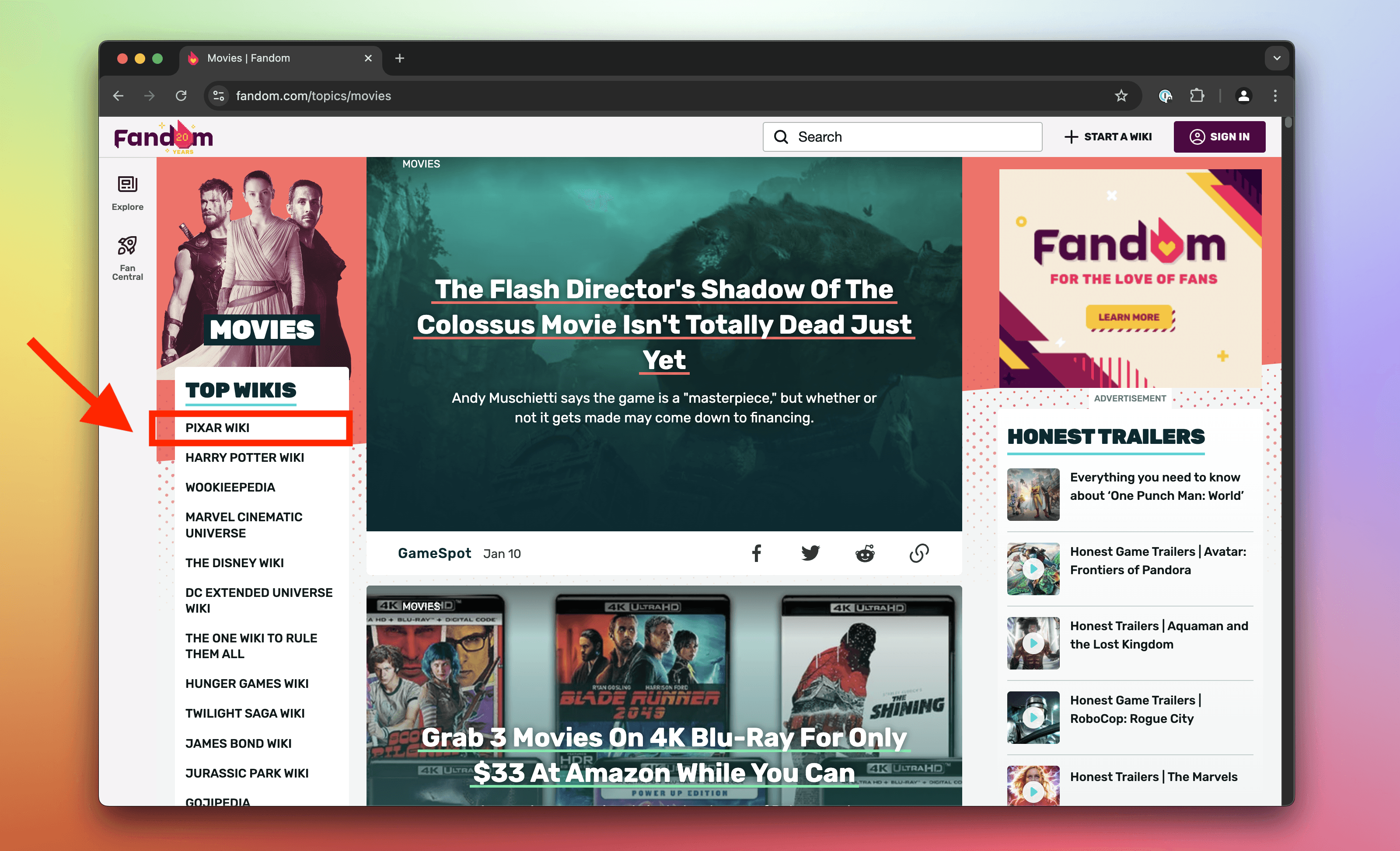 Fandom&#39;s Movies page